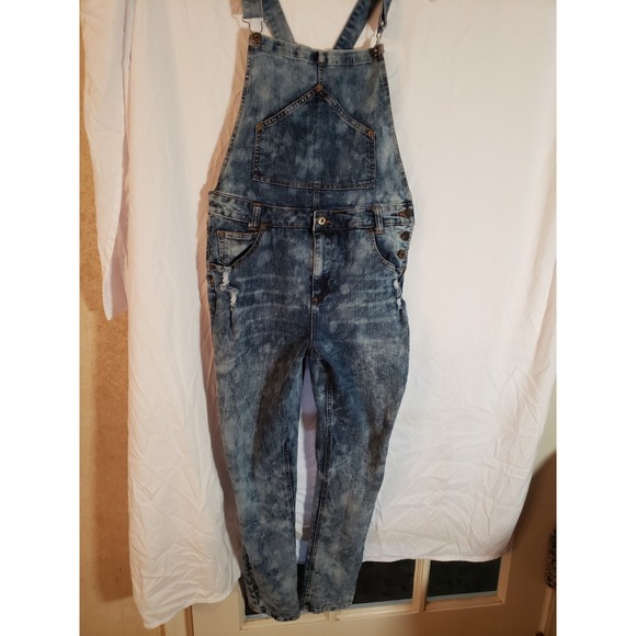 Highway Jeans Denim - Women's Highway Distressed Tie Dye Jean Overalls Size 11